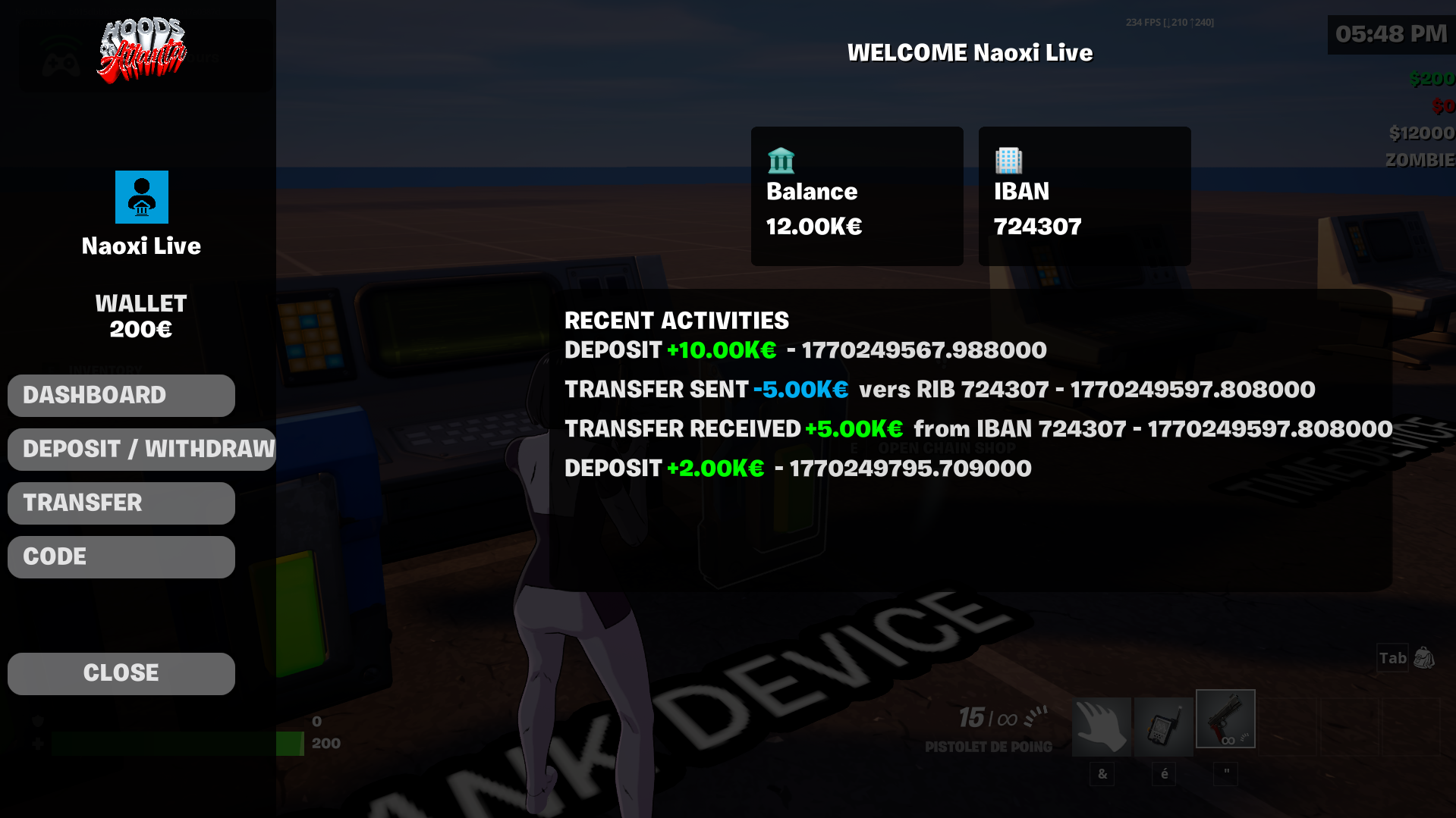 Banking system UI — alternate view