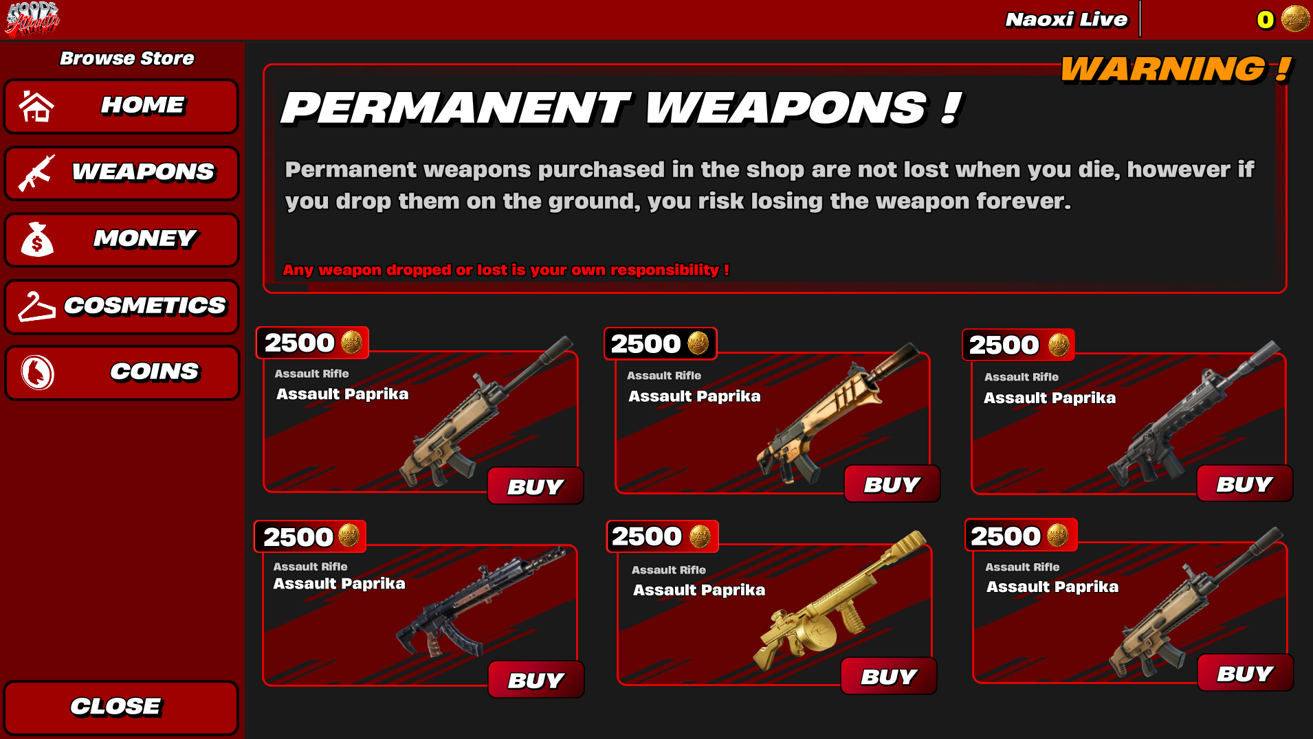Custom in-game shop — view 2